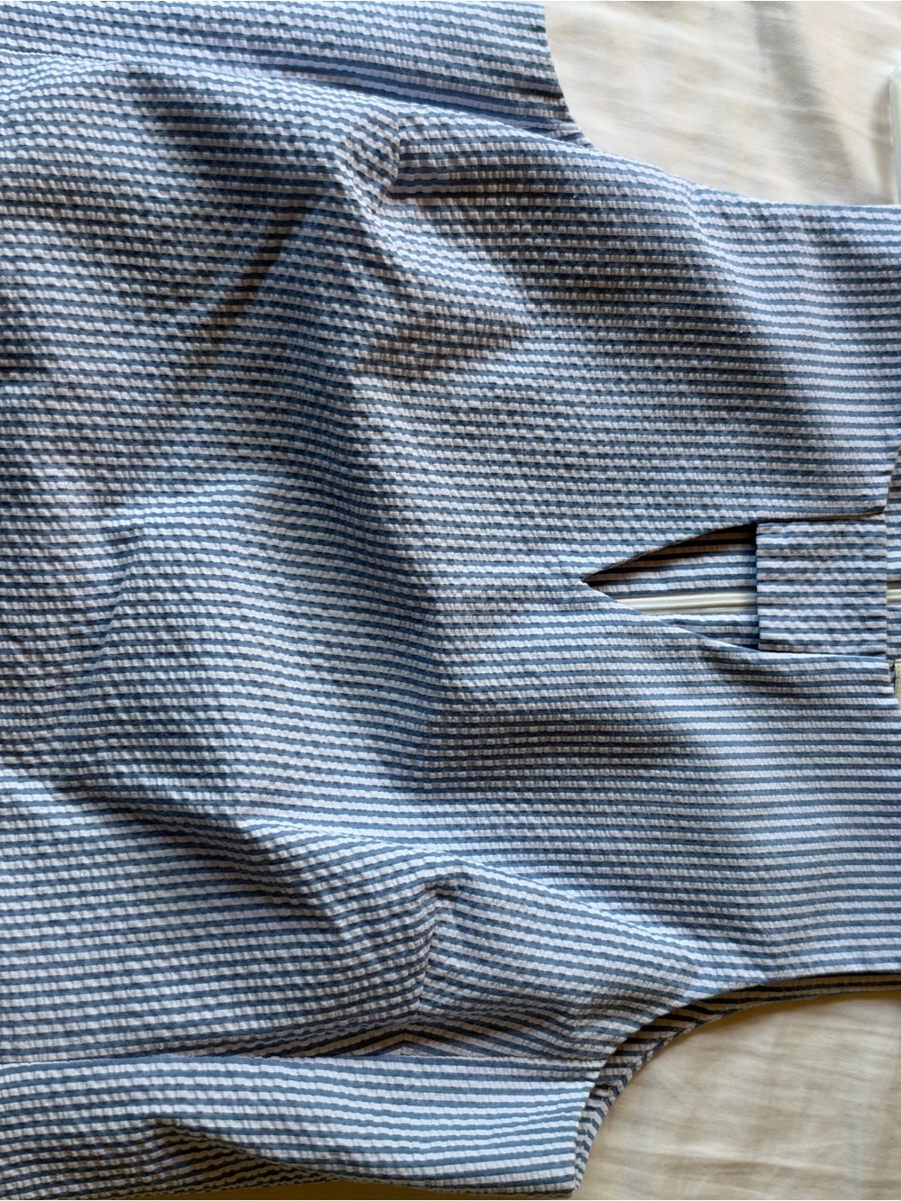 Woman's Blue and White Seersucker Dress Pants